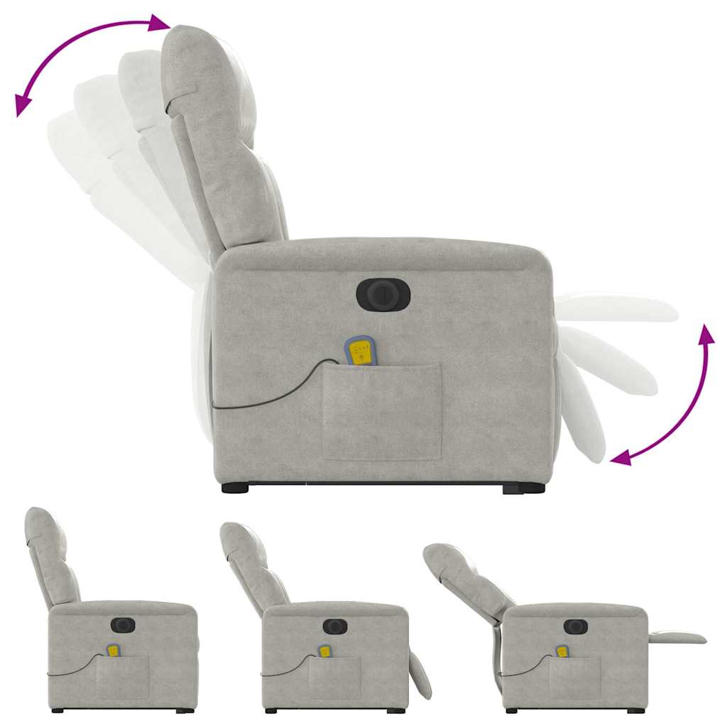 Electric Recliner Chair with Lift Assistance Light Gray Microfiber Fabric
