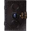 Leather Journal Handmade Black Third Eye Stone Celtic Triple Moon Embossed Vintage Look Daily Notepad Unlined Page  Writing Notebookf