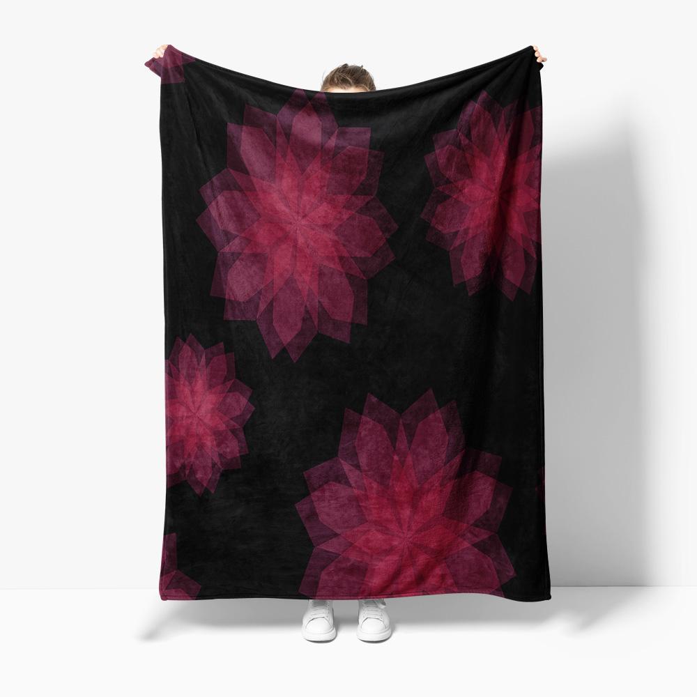 

Dark Red Floral Fleece Blanket Soft Throw Blanket for Women Girls Sofa Bed Decorative Warm Cozy Gift 130x150cm51x59in