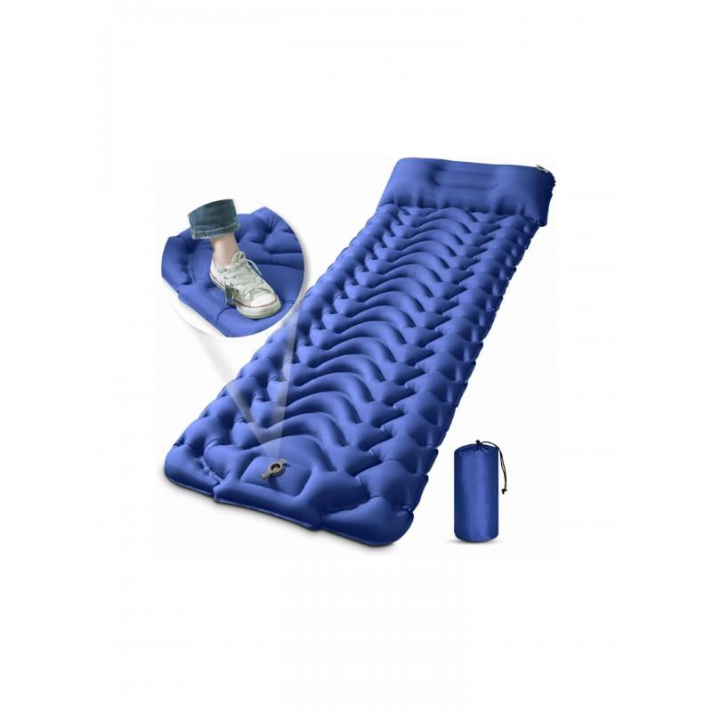 Portable Folding Camping Air Bed With Foot Pump Inflatable Sleeping Pad Outdoor Hiking Backpacking Single Or Double Use