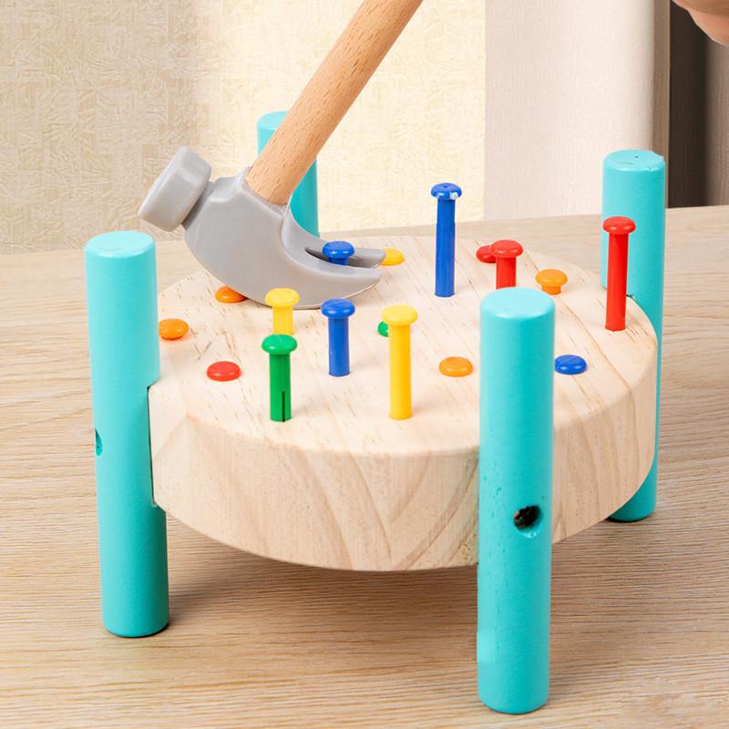 Wooden Early Learning Hammering Board With Handeye Coordination Development For Preschool Kids