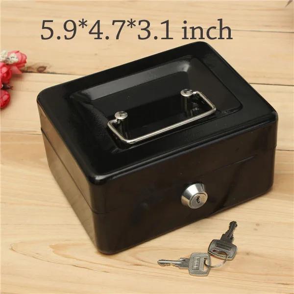 Practical Mini Petty Cash Money Box Stainless Steel Security Lock Lockable Safe Small Fit for House Decoration 3 Size