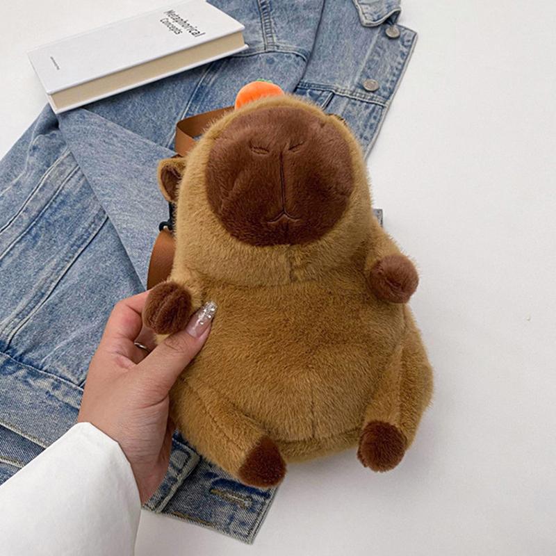 Capybara Plush Backpack Kawaii Plush Doll Fur Bag Children'S Bag Shoulder Bag Mini Backpack Gifts For Girlfriend