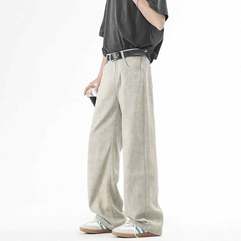 Spring New Men's Semi-elastic Rubber-style Jeans American High Street Mopping Pants