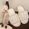 Fashion Leisure Slippers Women Short Plush Daily Flat Low Heels Fur Women Shoes Slip On String Bead Pearl Winter Shoes Plus Size
