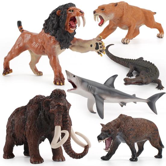 Animal Figurine Simulated Desktop Decoration Mammoth Megalodon Dire Wolf Ancient Animals Model Sculpture Educational Toys for Home