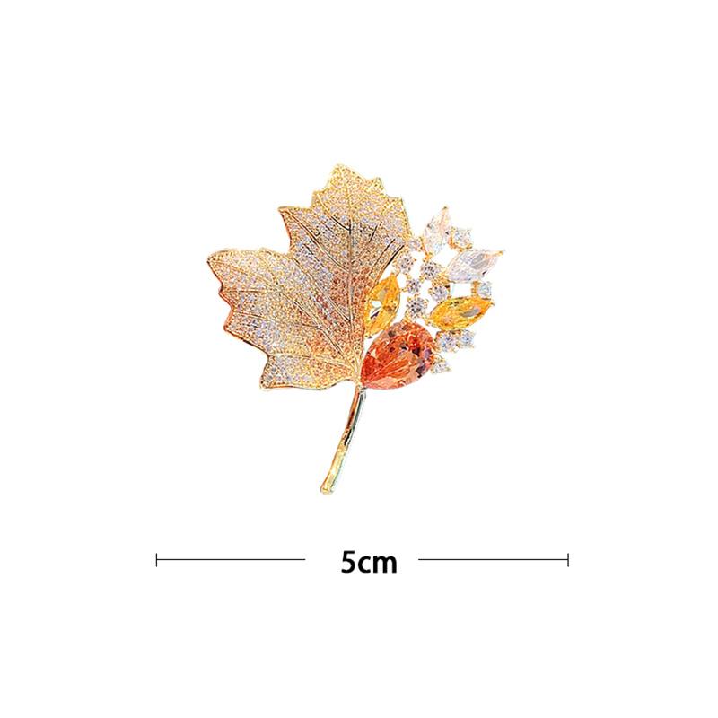 Vintage Openwork Crystal Brooch for Women - Rhinestone Maple Leaf Corsage Pin for Blouse and Jacket