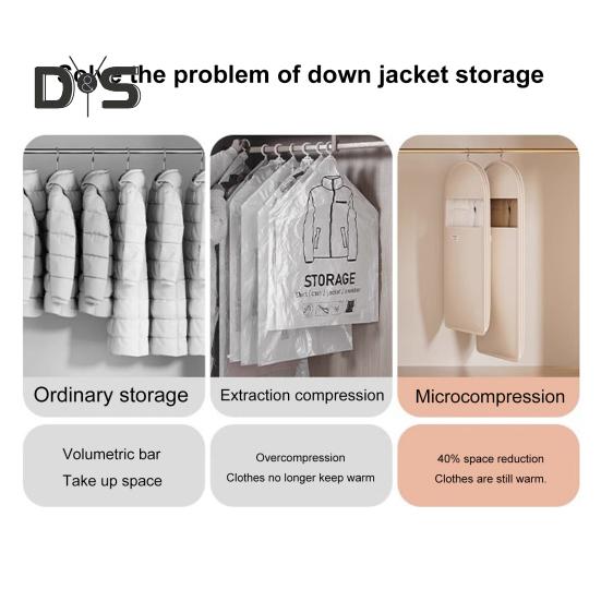 1/3Pcs Hanging Garment Bags with Self Compression Zipper Large Capacity Dustproof Space Saving Garment Clothes Bags