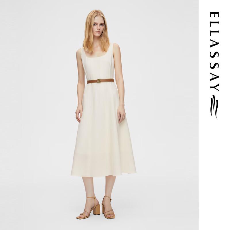 

ELLASSAY 2025 Early Spring Elegant U-Neck A-Line Midi Dress L