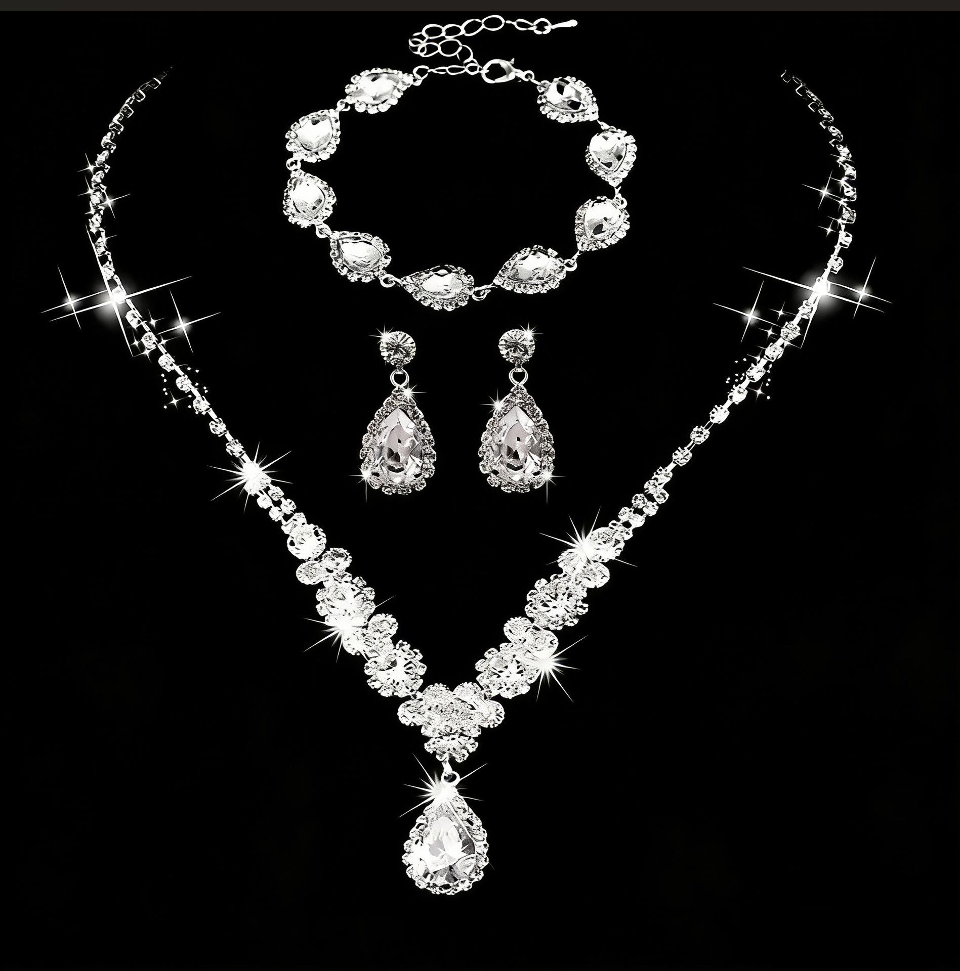 

Bridal Jewelry Necklace Earrings Two-piece Women s Dress Wedding Dress Accessories, Wedding Jewelry Set 2026 45CM