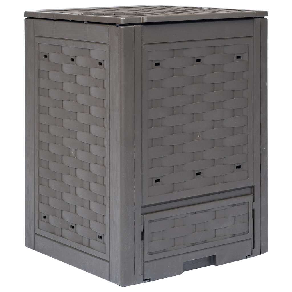 vidaXL Gartenkomposter Braun 60x60x83 cm 300 L Kunststoff Rattan braun