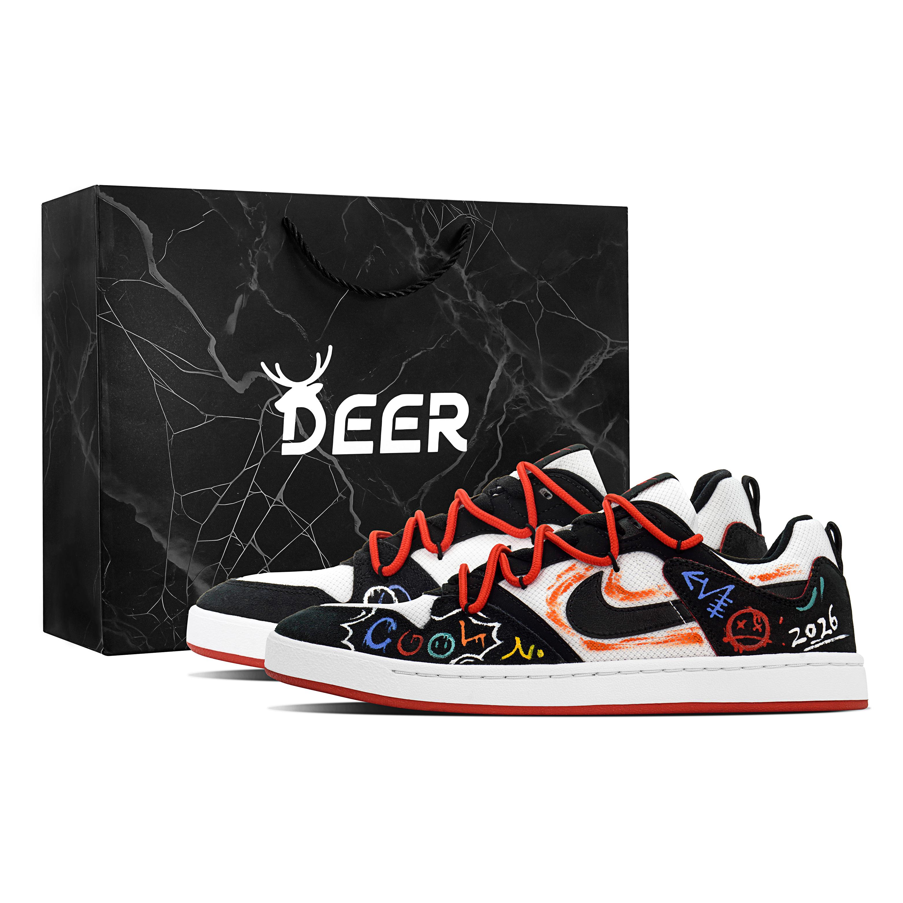 

Nike SB Alleyoop DEER Hip Hop Graffiti Abrasion Resistant Low top Skateboard Shoes Men s Black Red CJ0882-102(Team84-S-BOX) 38.5