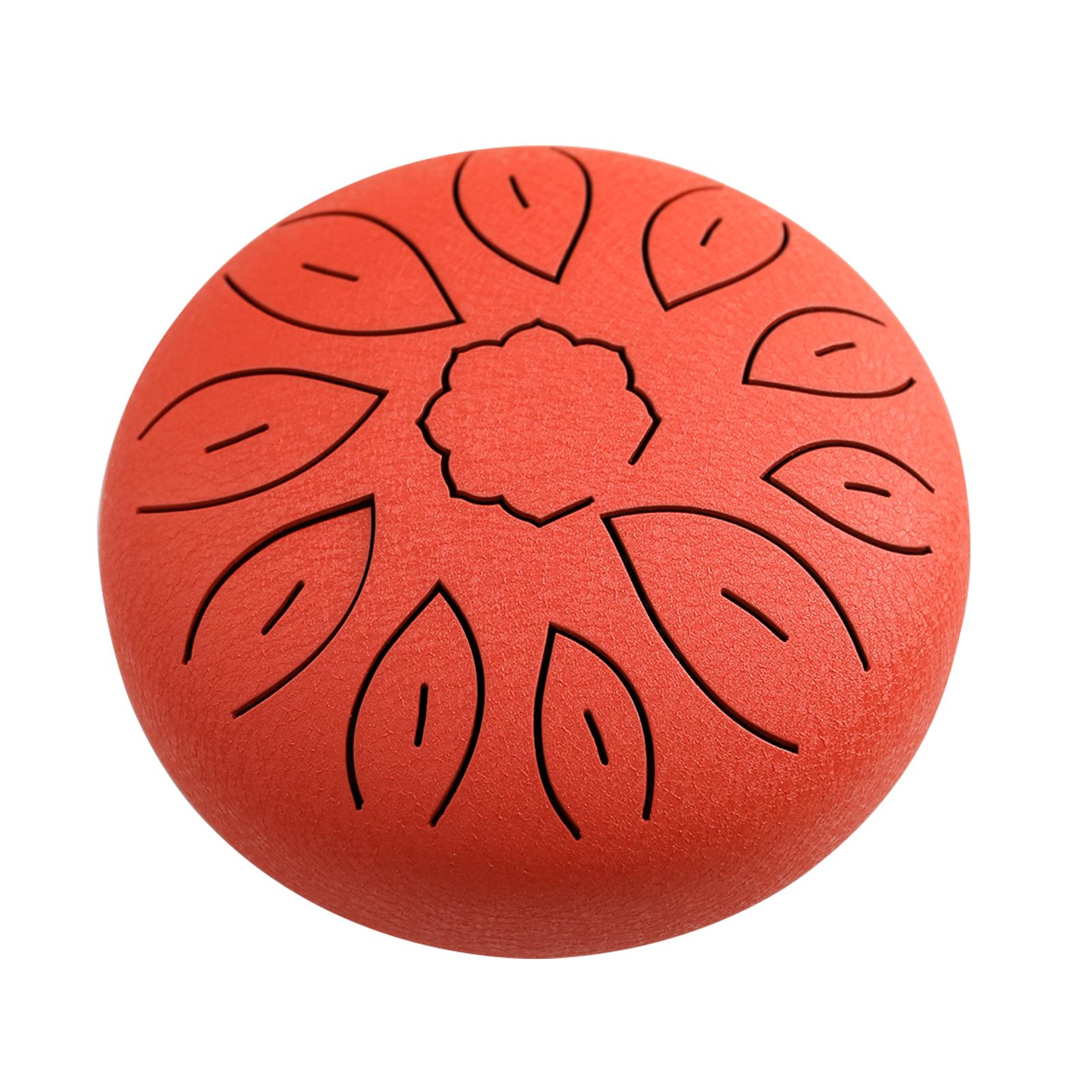 

6-дюймовый стальной барабан для языка, 11 нот, барабан для хендпана, ключ C с барабанным молотком, медиаторы для перкуссии красный