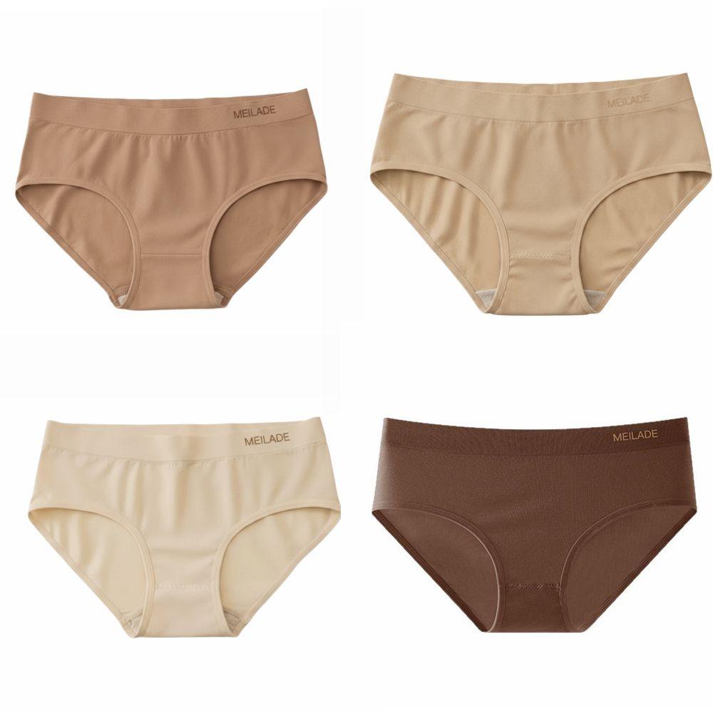 4Pcs Underwear Simple Panties Mid Waist Women s Briefs Breathable Seamless Briefs Female S-4pcs Random Color