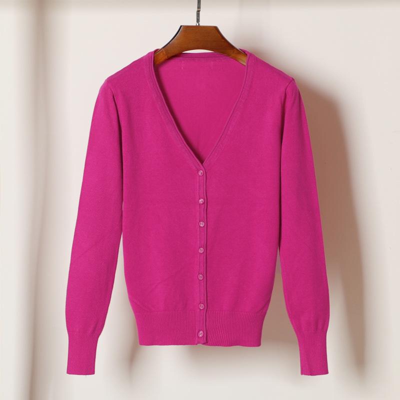 Korean V-Neck Knitted Cardigan: Women's Long Sleeve, Versatile Spring & Autumn Top.