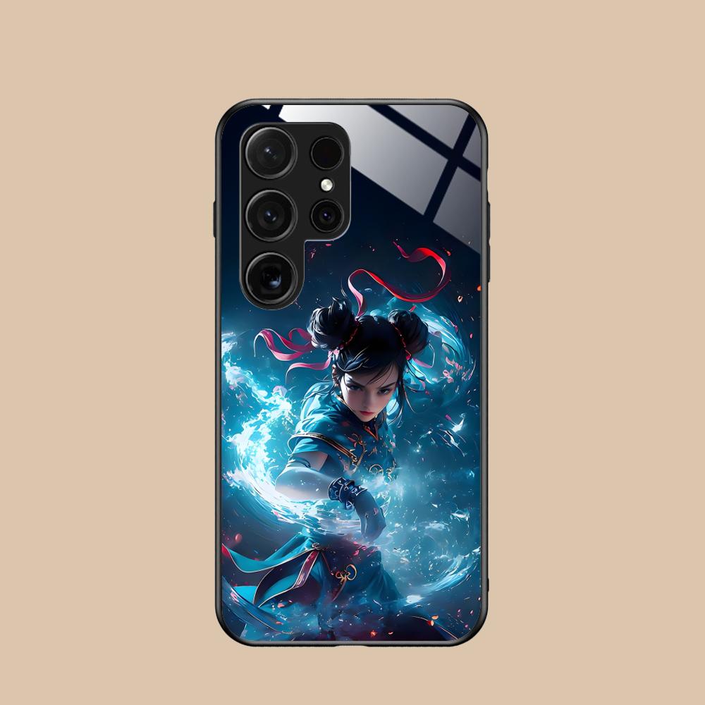 Street Fighter Chunli Phone Case for Samsung Galaxy A56 55 54 53 52 51 36 35 34 23 16 15 5G Glass Colorful Cover Luxury Pretty