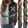 Women's Long Sleeve Crewneck Sweatshirt with Halloween Print for Casual Comfort