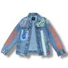 [USED] Classic ZARA colorful painted distressed denim jacket/jacket