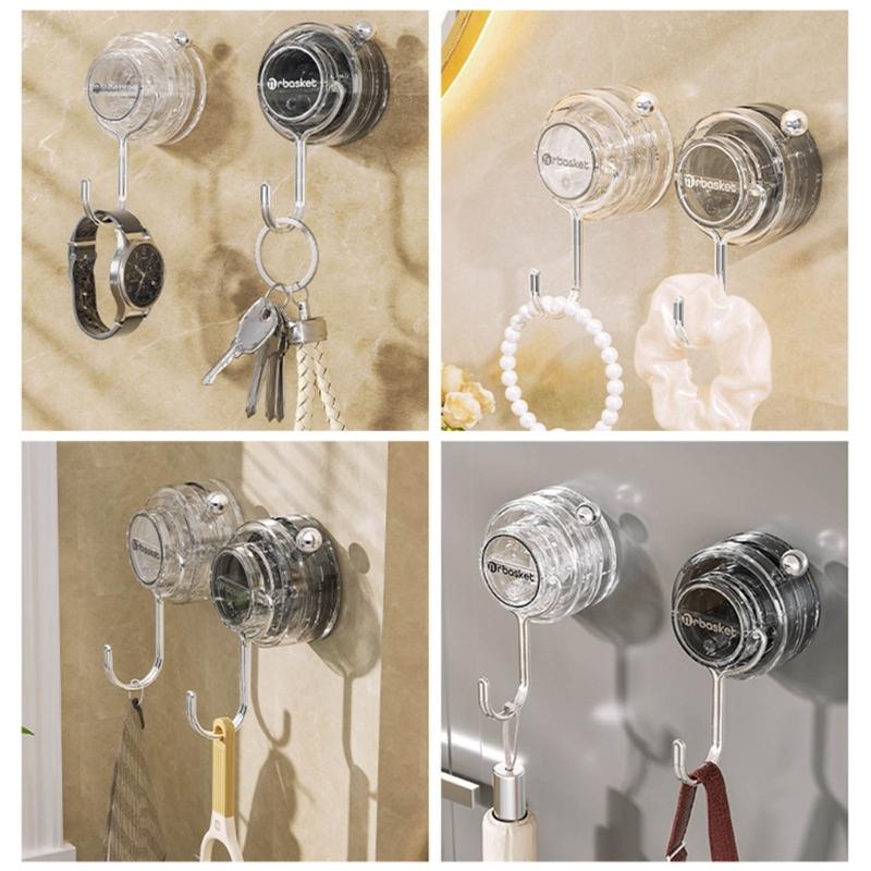 Set of 2 Suction Cup Hook Clip Multifunctional Clear Holders for Home and Supermarket Daily Casual Use Organization