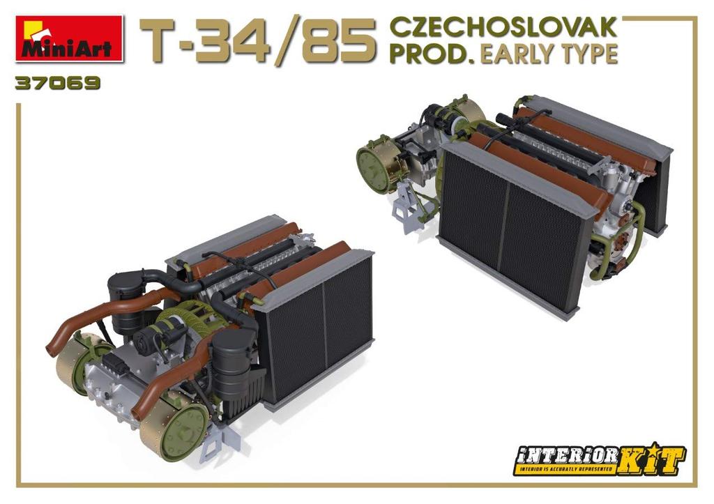Miniart Scale Czechoslovakian Early Model Full Interior Plastic Model Kit MA37069 1/35 T-34/85