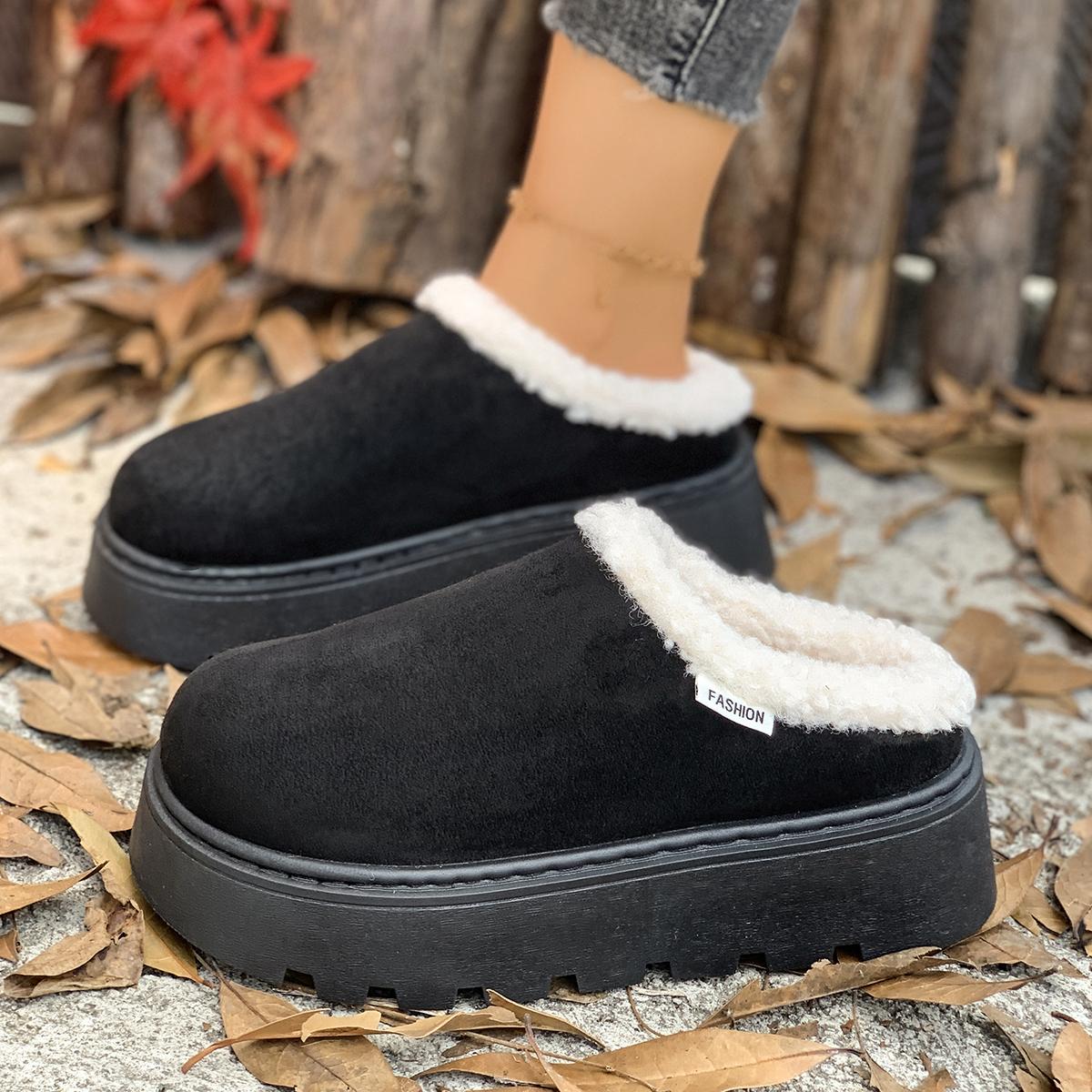 

Fashion Women High Platform Boots Trend Casual Thickened Fluff Shoes Woman Comfortable Luxury Fashion Ankle Boots Women Zapatos De Mujer 36 чёрный