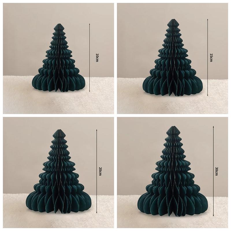 Paper Folding Christmas Tree Ornament 3D Honeycomb Christmas Tree New Year Xmas Festive Atmosphere Party Dinner Tabletop Decor