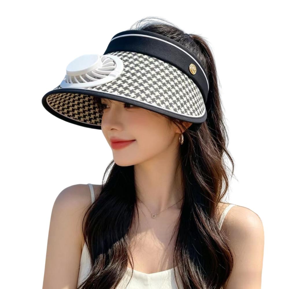 Breathable Solar Fan Hat Folding Cooling Sunshade Hat Comfortable To Wear Sun Hat with Fan  Hiking