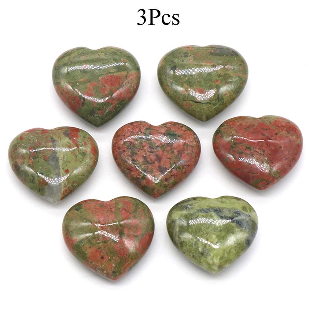 3Pcs, Assorted Natural Crystal Heart Stones Bulk Polished Healing Crystal Hearts for DIY Jewelry, Meditation, Reiki & Valentine's Day Gifts
