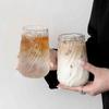 Stripe Coffee Glass Cup  Ice Coffee Mug Transparent Glass Tea Cup Drinkware Juice Milk Mocha Cups Kitchen Supplies