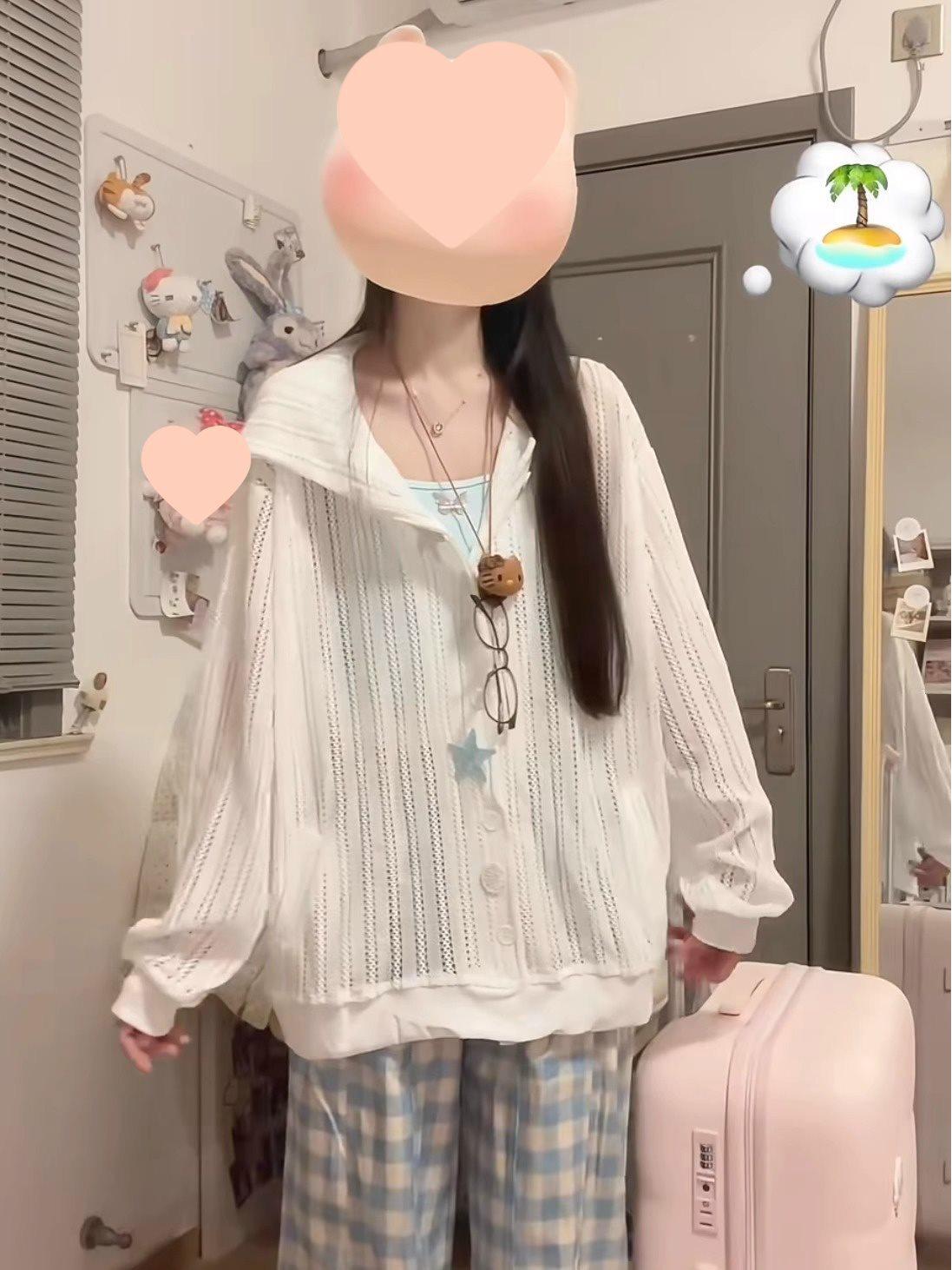 

Ourofeng Women s Hooded Knitted Cardigan - Lightweight, Loose-Fit, Sun Protection for Spring/Summer 2025 M (95-105 jin)