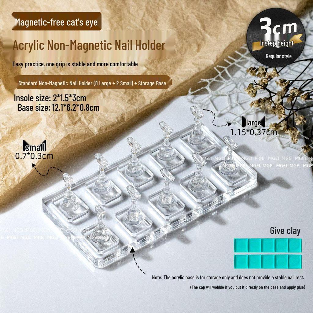 Non-Magnetic Nail Art Finger Cots: Cat Eye Acrylic Practice Base & Wearable Nail Pattern Stand