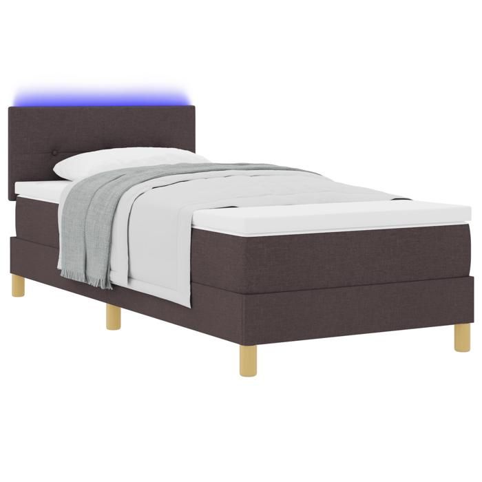 VidaXL Lit Sommier avec Matelas & LED Marron Foncé 80x200 cm Tissu 3342397