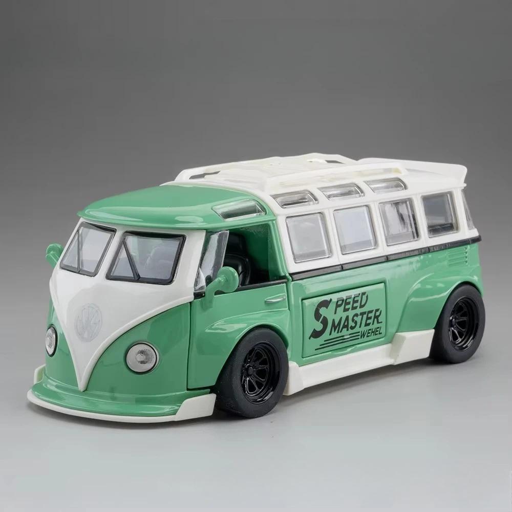 1:32 Scale Beetle GSR Car T1 Bus Model Toy Sound Light Vehicles Alloy Diecast Pull Back Miniature Models Kids Holiday Gifts