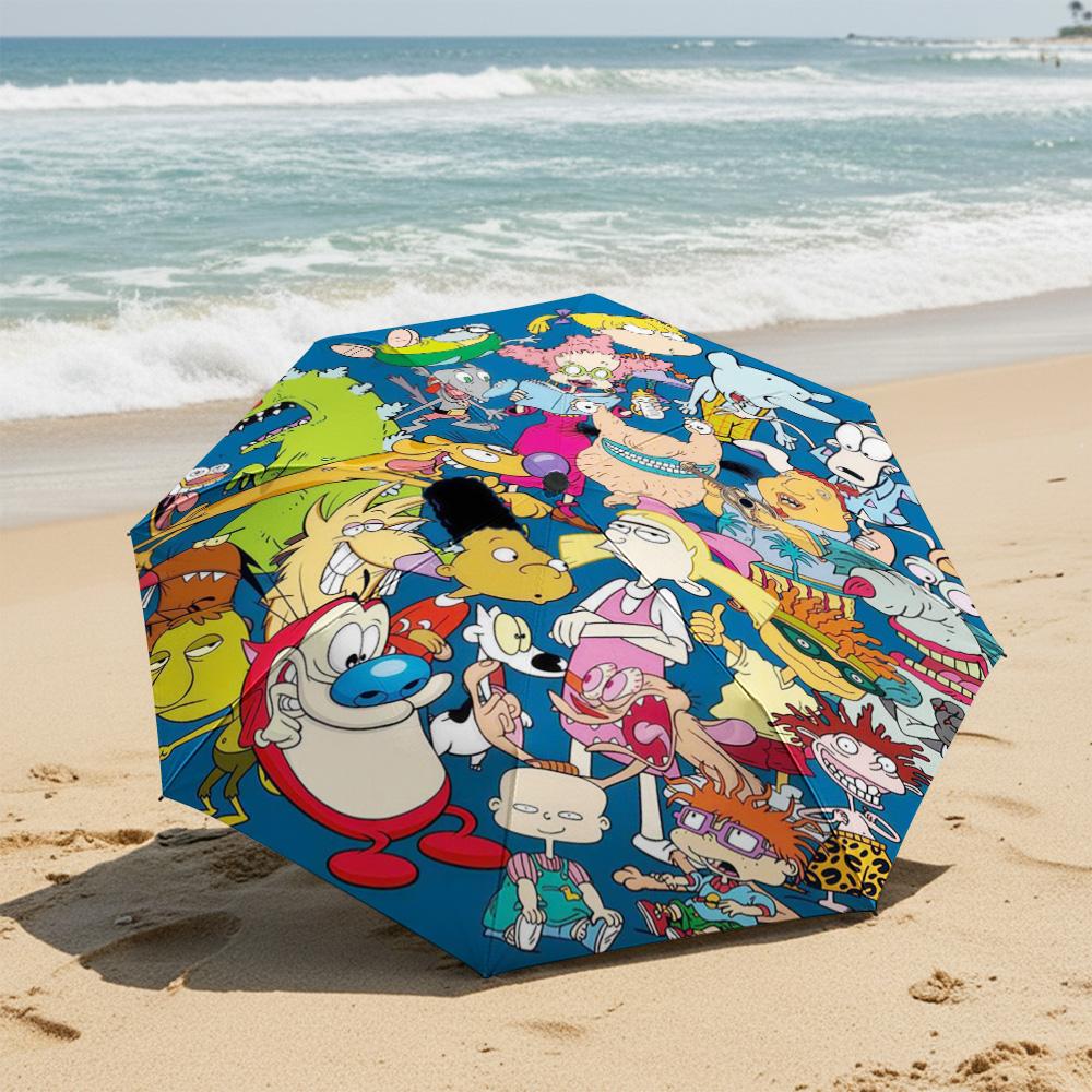 1 PC Automatic Folding Umbrella- Rugrats Pattern, Portable & Foldable Design with 8 Ribs, Christmas Birthday Gifts