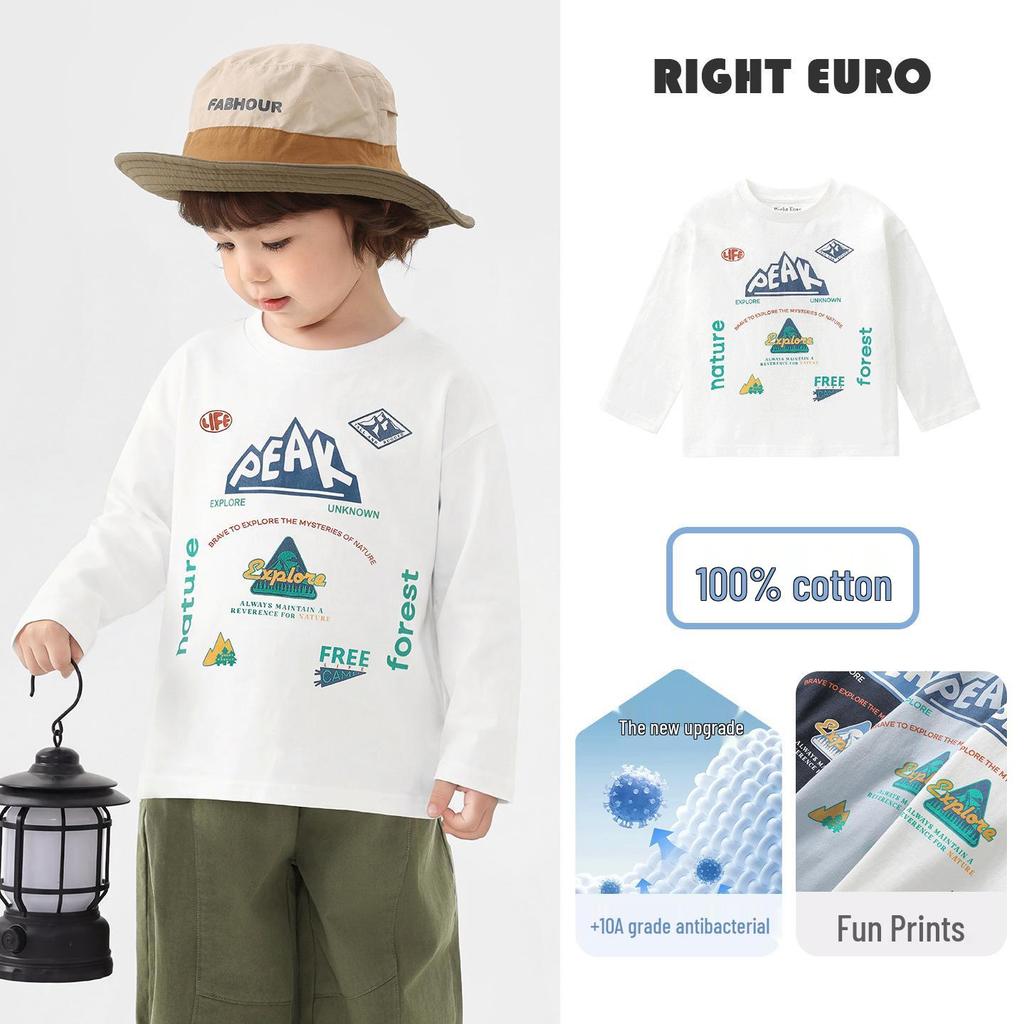 2026 Trendy Boys' Pure Cotton Long-Sleeve T-Shirt for Spring and Fall