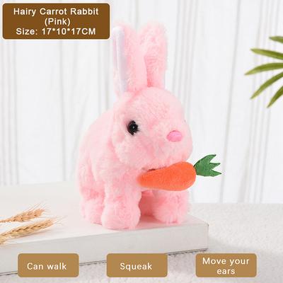 Electric Plush Rabbit Toy Walking Jumping Squeaking Tail Wagging Stuffed Bunny Doll Interactive Plush Toy For Kid Gift