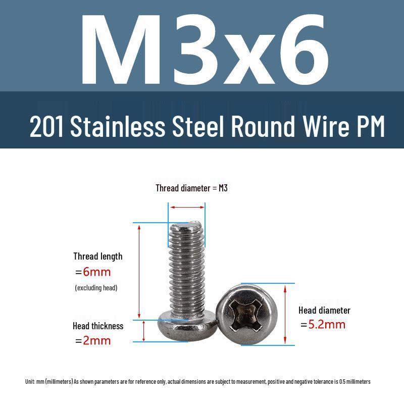 Yigu Yigu Stainless Steel Phillips Round Head Machine Screws M2-M8