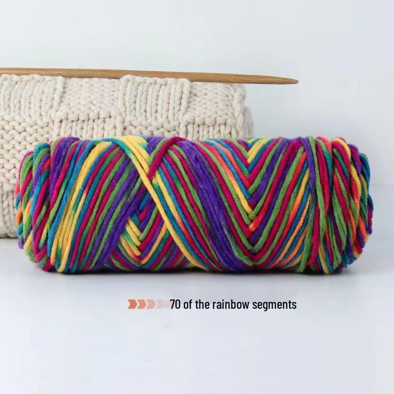 8-Strand Cotton Wool Yarn for Scarf DIY - Thick, Soft Thread with Silk Elements