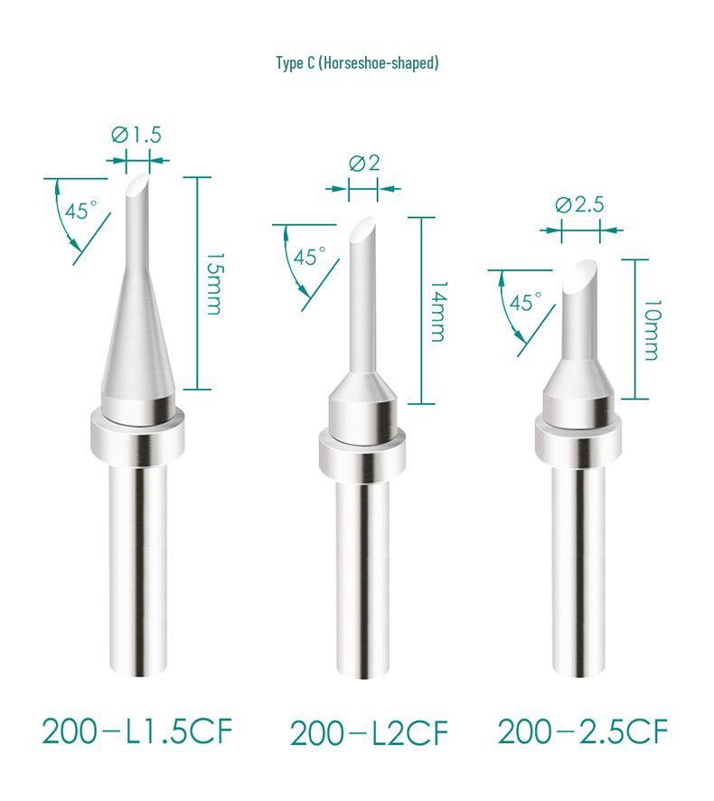 QUICK 203H Soldering Iron Tips 200-L Series: L1.5CF, L2CF, L3CF, L4CF, L5CF - Special Model