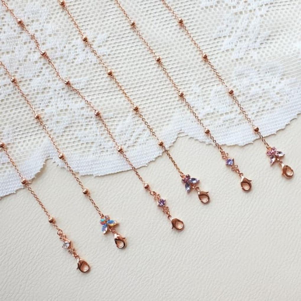 Women's Mask Strap Crystal Butterfly Ball Chain Necklace