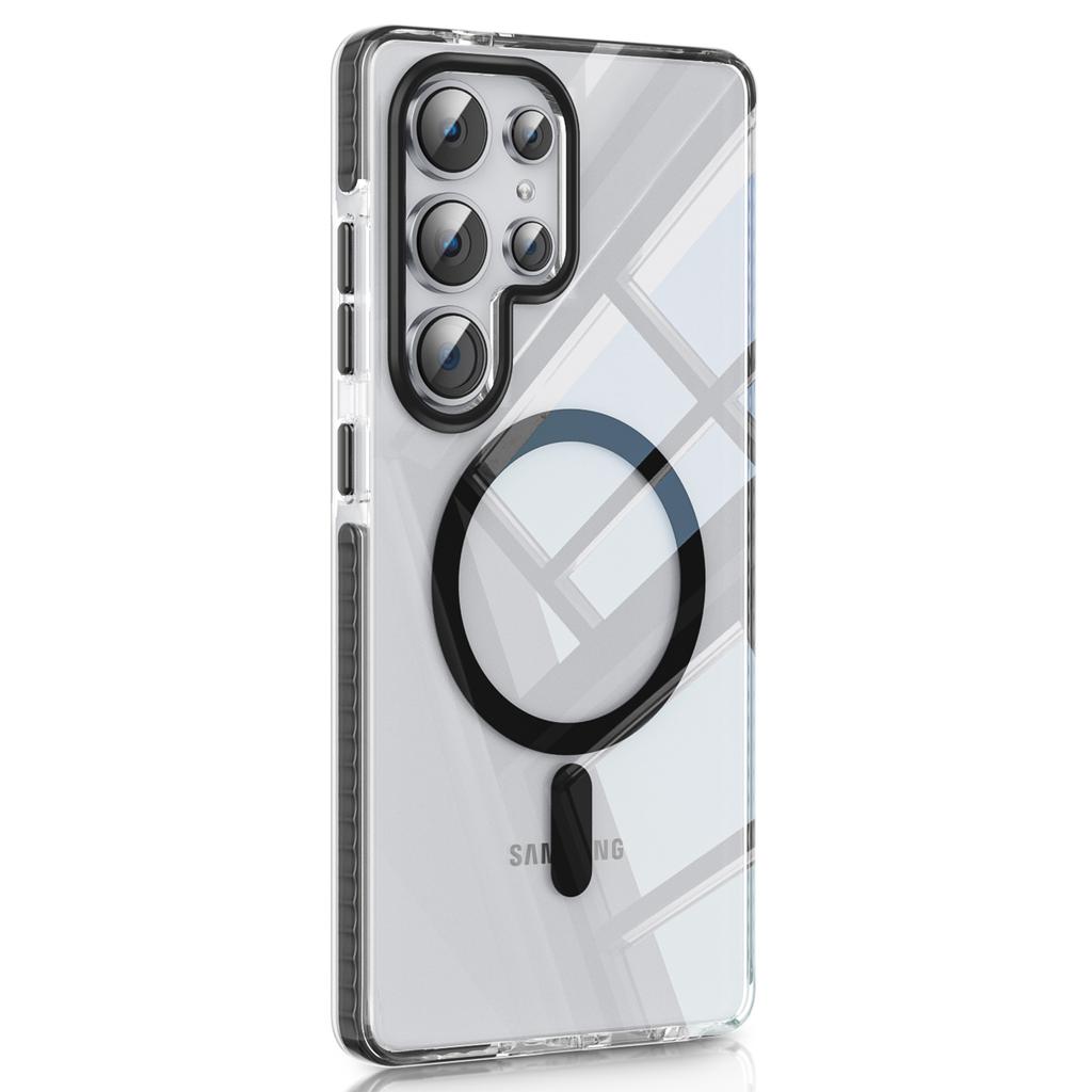 Capa magnética ultrafina IMD transparente PC+TPU para Samsung Galaxy S24, capa traseira à prova de choque e airbag