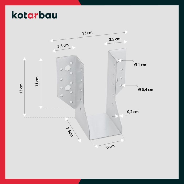 Post Mount - KOTARBAU - Type A - 60 Mm - Galvanized Steel - 10 Pieces