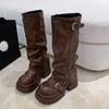 Brown Versatile Platform Height Increasing Martin Boots Women's Fall/Winter 2025 New Vintage Maillard Medium Boots
