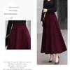Fusta Tooxika de lână pe jumătate, Fusta lungă cu talie înaltă și tiv mare, Fustă îngroșată în linie A, Fusta umbrelă