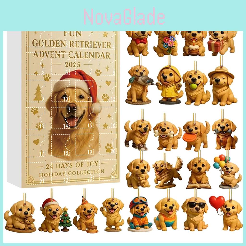 Dog Theme Christmas Advent Calendar With Acrylic Animal Figures For Holiday Gift Giving