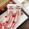 2pcs Bow Children's Chinese Hairpin Lion Ancient Style Hair Clip New Year Ribbon Barrettes  Kids