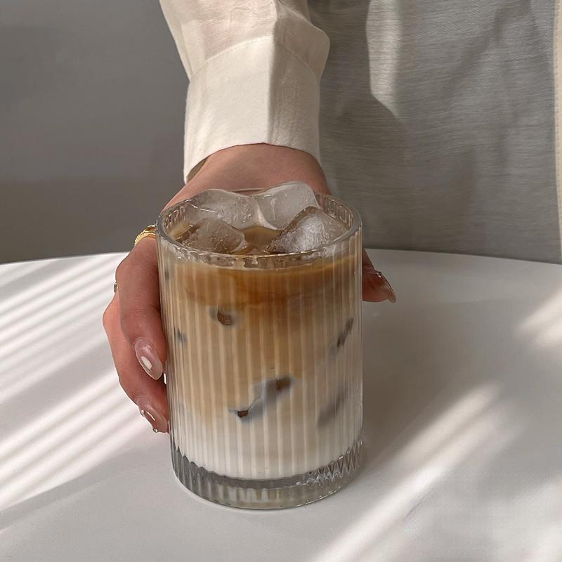 

250 мл/360 мл стеклянная вертикальная полосатая чашка американская кофейная чашка латте соковая чашка молочный чай магазин бытовая чашка для воды женская посуда для питья 1pcs