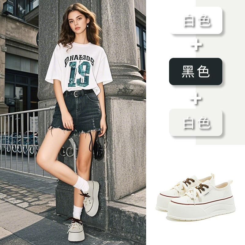 Foam sole white shoes women's autumn new thick-soled big-headed bread shoes women's casual women's shoes versatile board shoes women