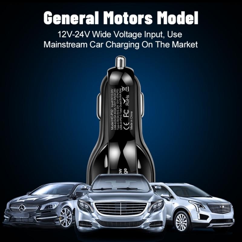 2 in 1 USB Car Charger Adapter Multiple USB Splitter with QC3.0 PD20W Fast Car Charger for Mobile Phone Laptop Car