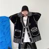Frauen Einzigartige Langarm Graffiti Print Pullover Strickjacke Herbst Winter V-ausschnitt Gestrickte Cardigans Weibliche Y2k Lose Faul Stricken Mantel